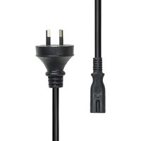 Black ProXtend Power Cord usrli o C7, 2 meters long, with two-prong plug and figure-eight connector.