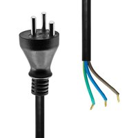 Black ProXtend Type K Denmark power cord, 1m, with three-prong plug and open-ended wires in blue, brown, and green/yellow.