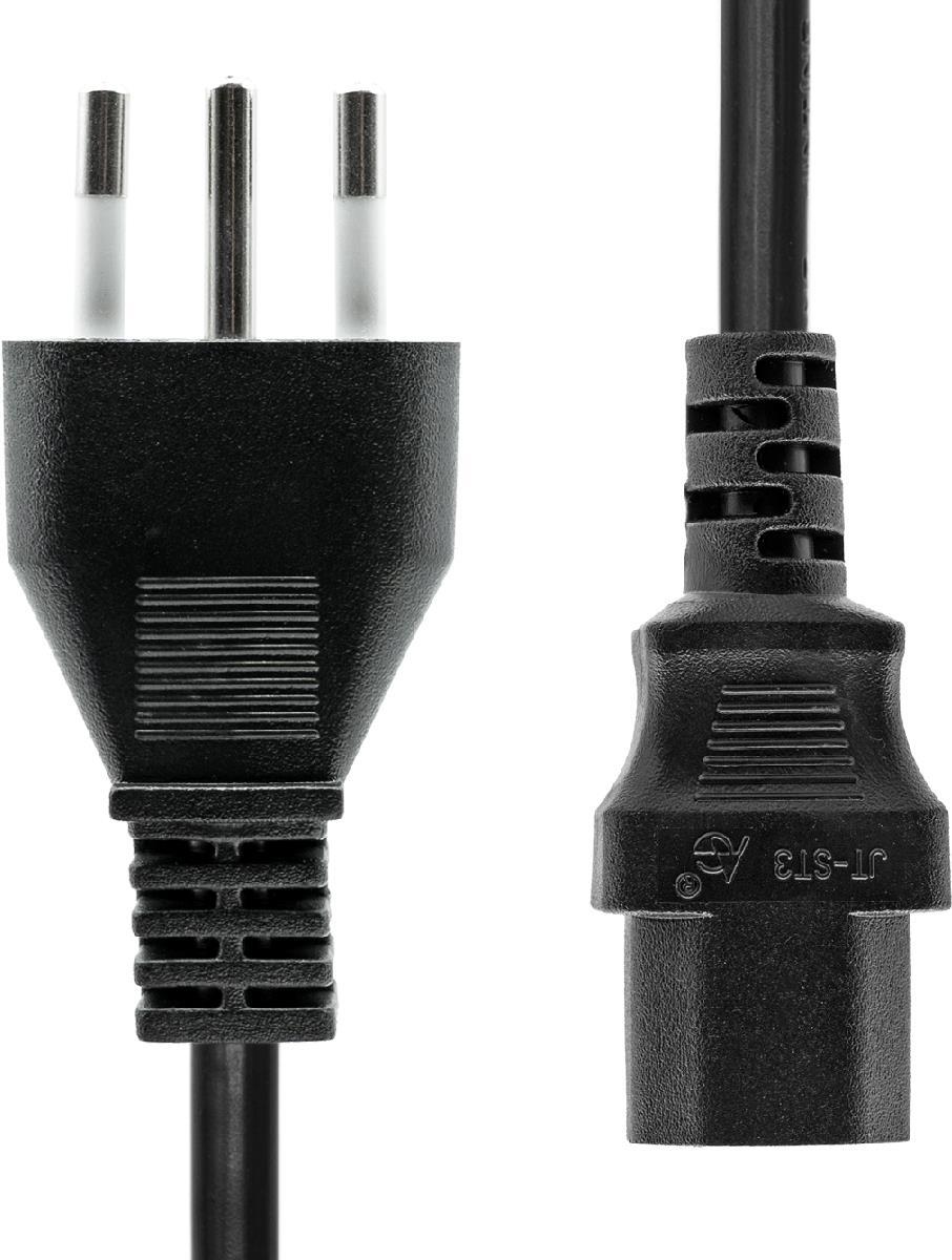 Black 5m power cord featuring a Type L plug on one end and a C13 connector on the other, made of durable plastic with a smooth finish.