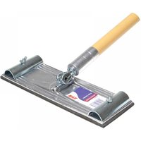 R.S.T. pole sander with soft touch wooden handle, 1200mm long, metal sanding head with clamps for sandpaper attachment.