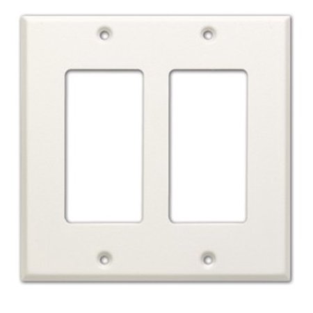 White triple cover plate made of durable plastic, featuring three rectangular openings and six mounting holes for easy installation.