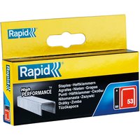 Yellow and blue Rapid box containing 2500 silver 12mm galvanized staples, model 53/12B.
