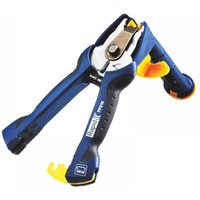 Blue and black Rapid fence pliers with ergonomic grips and yellow accents for use with VR16 hog rings.