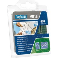 Green Rapid VR16 Fence Hog Rings Pack 400 in clear plastic packaging with blue and gray label.