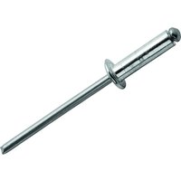 Silver Rapid aluminium rivet, cylindrical body with a wide flange, 4.8 x 16mm size, bag of 100.