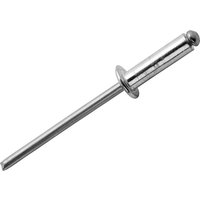 Silver Rapid rivet, 4.8 x 10mm, with a smooth cylindrical body and rounded head, part of a 50-piece blister pack.