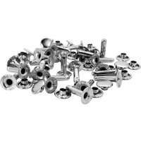 Pack of 25 silver tubular rivets, 9x3x13mm cap, 3x10mm, shiny metal finish, scattered in a pile.