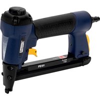 Blue and black Rapid Airtac PS101 air stapler with ergonomic grip and yellow trigger.