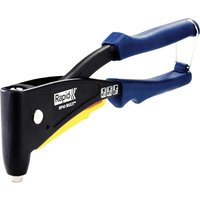 Black and blue Rapid RP40 Multi Hand Riveter with ergonomic grips and metal nose in a compact carry case.