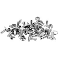 Silver Rapid Tubular Rivets scattered, featuring round heads and hollow shafts for fastening materials.
