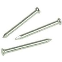 Silver Rawlplug 3.0mm x 60mm masonry nails with flat heads, pointed tips, pack of 100.