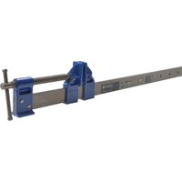 Blue and silver Record 135 sash clamp with a long metal bar and adjustable jaws.