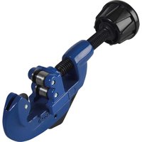 Blue Record 200-30C copper tube cutter with black adjustment knob and dual cutting wheels.