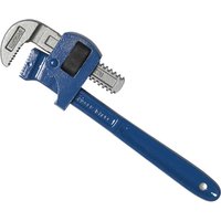 Blue Record 300 Stillson wrench with adjustable silver jaws and serrated grip.