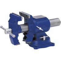 Blue Record Multi Purpose Vice with swivel base, steel jaws, and adjustable handle.