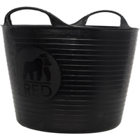 Black Red Gorilla recycled tub, 14 liters, with dual handles and ribbed texture featuring a gorilla logo.