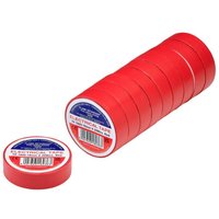 Red PVC electrical insulation tape rolls, 19mm x 20m, stacked in a pack of 10, with blue and white labels.