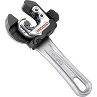 Ridgid Autofeed Pipe Cutter with silver handle, black cutting mechanism, and red Ridgid logo.
