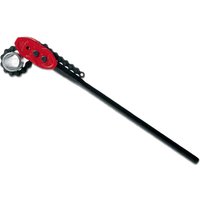 Ridgid Double Ended Chain Tongs with red handle, black chain, and long black grip.