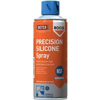 Orange Rocol Precision Silicone Spray can with blue cap and NSF logo, labeled as high-performance lubricant.