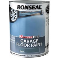 Ronseal Diamond Hard Garage Floor Paint, 5L, slate color, with car image and durability icons on the label.
