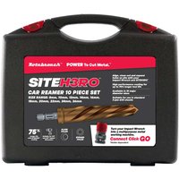 "Black Rotabroach reamer kit case with red accents, labeled 'Site H3RO 10 Piece Bridge Tapered Reamer Kit'"