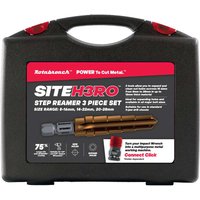 "Rotabroach Site H3RO 3 Piece Step Reamer Kit in black case with red label and gold reamer bits"