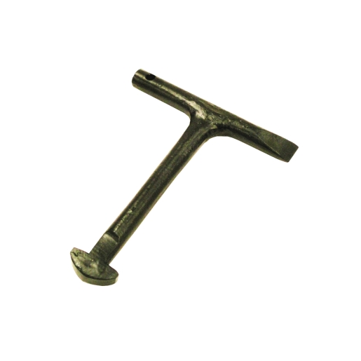 Rothenberger T-pattern manhole key in dark metal, featuring a T-shaped handle and a pointed end for unlocking manholes, designed for durability and ease of use.