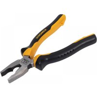 Yellow and black Roughneck 200mm combination pliers with textured grips and serrated jaws.