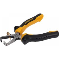 Yellow and black Roughneck 10-150 wire stripping pliers, 160mm, with ergonomic handles and adjustable stripping mechanism.