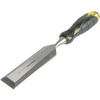 Roughneck bevel edge chisel 38mm with a black and yellow ergonomic handle and polished steel blade.
