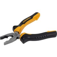 Roughneck Combination Pliers with black and yellow rubber grips and steel jaws.