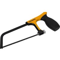 Black and yellow Roughneck Junior Hacksaw with ergonomic handle and fine-toothed blade.