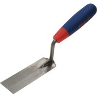 RST Margin Trowel with a blue and red handle, flat rectangular steel blade, and angled neck.