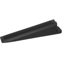 Black Rubi Delta Levelling System N Wedge with ribbed surface and tapered design for tile installation.