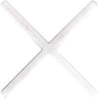 White Rubi Long Leg Tile Spacer in an X shape with extended arms for precise tile alignment.