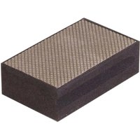 Black Rubi tile polishing diamond sanding block with textured grid surface.