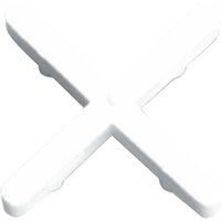 White Rubi Tile Spacer in a cross shape with smooth edges and a central joint.