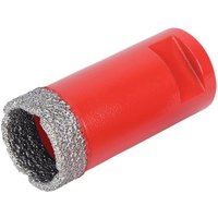 Red RUBI dry cut diamond drill bit, 28mm, with textured cutting edge and cylindrical body.