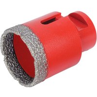 Red Rubi dry cut diamond drill bit, 68mm, with a textured cutting edge and cylindrical body.