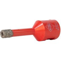 Red RUBI dry cut diamond drill bit, 8mm, with textured tip and cylindrical body.
