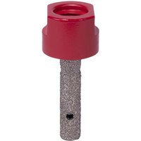Rubi cylindrical diamond grinding bit with red hexagonal base and textured silver grinding surface.