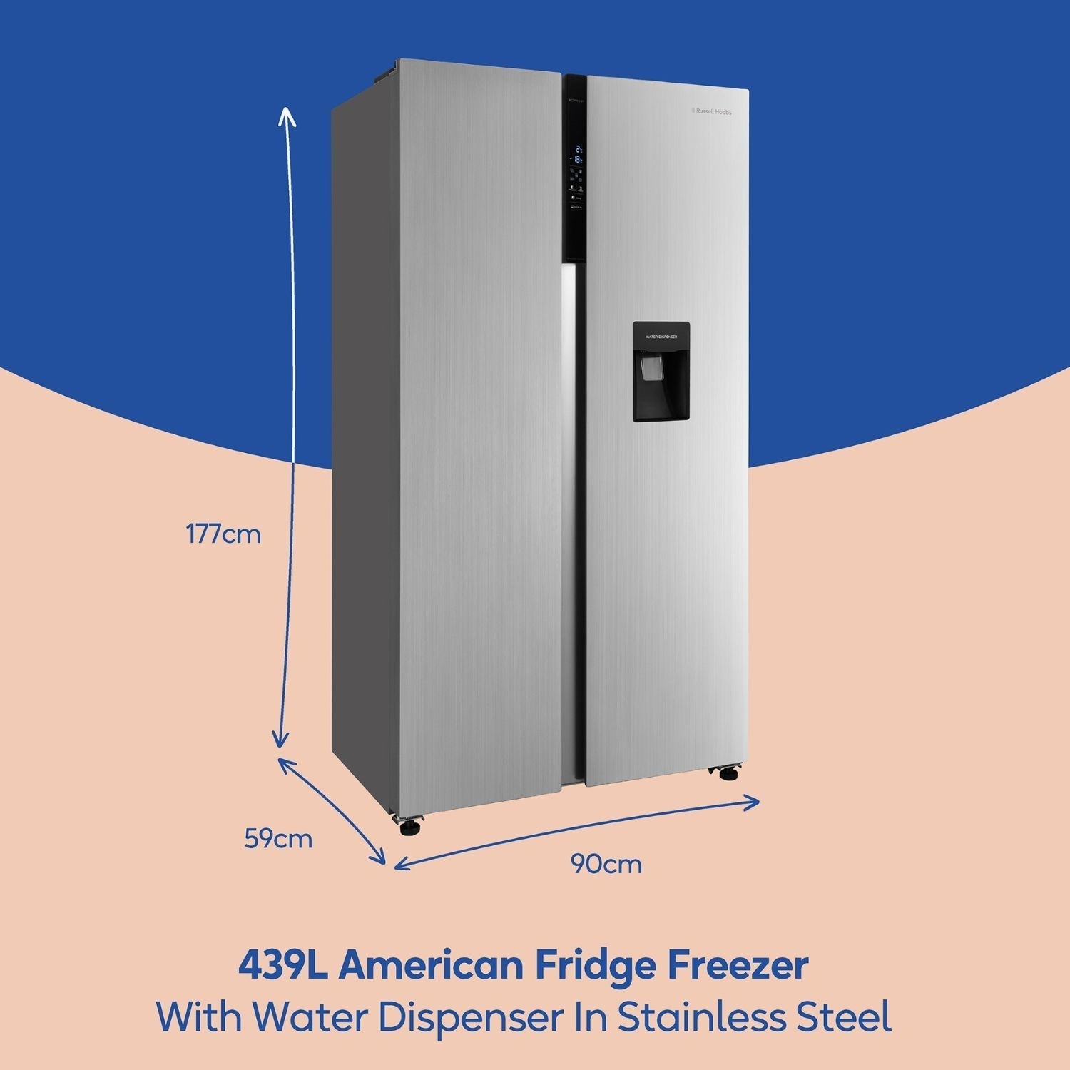 Russell Hobbs RH90AFF201SS-WD Inox 70/30 Split Frost Free 439L Fridge Freezer with Water Dispenser - image 3