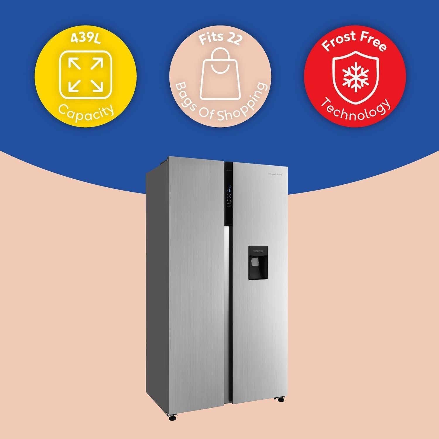 Russell Hobbs RH90AFF201SS-WD Inox 70/30 Split Frost Free 439L Fridge Freezer with Water Dispenser - image 4