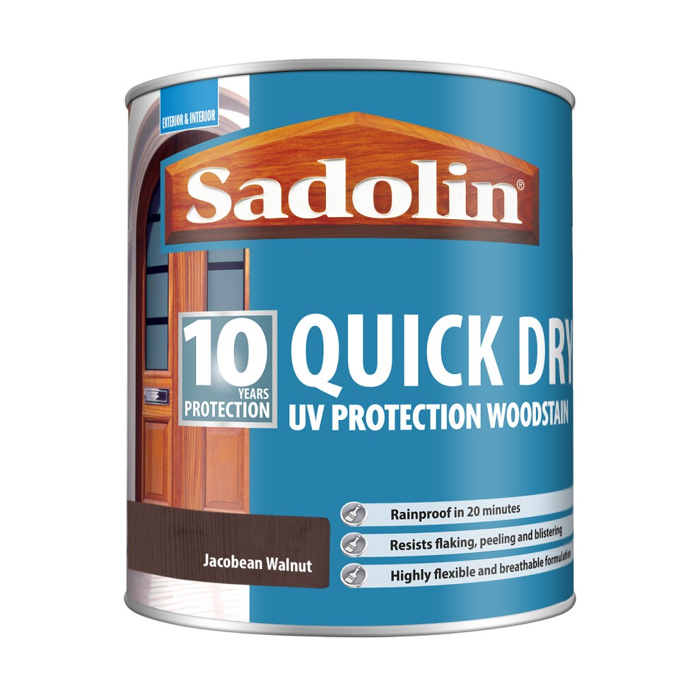Sadolin Quick Dry 10 Year Jacobean Walnut Woodstain 1L - image 2