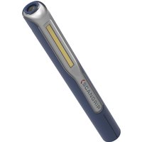 Black and silver SCANGRIP penlight with LED strip, cylindrical design, and SCANGRIP logo on the side.