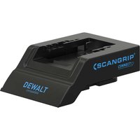 Black Scangrip CONNECT Dewalt Smart Battery Connector with blue logos and rectangular shape.