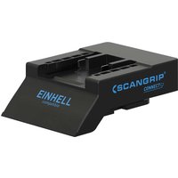 Black Scangrip CONNECT Einhell battery connector with blue branding and rectangular design.