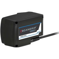 Black Scangrip CONNECT Mains Power Supply with blue and white label and attached black cable.