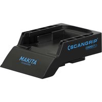 "Black Scangrip CONNECT Makita Smart Battery Connector with blue branding and angled design for battery attachment"
